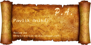 Pavlik Anikó névjegykártya