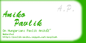 aniko pavlik business card